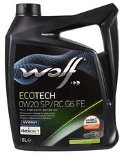 Синтетическое моторное масло Wolf Ecotech 0W20 SP/RC G6 FE, 5 л